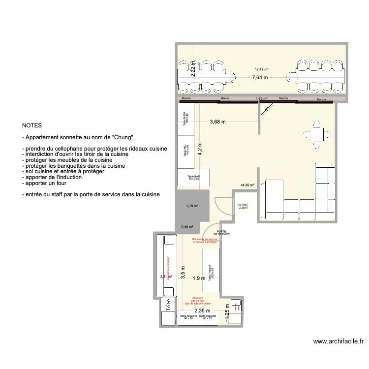 CARAVELLE A13 - 22 PAX. Plan de 6  et 70 m²
