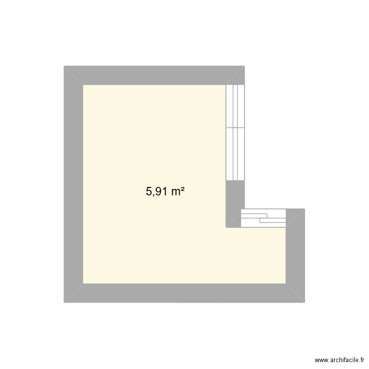 cours. Plan de 1 pièce et 6 m2