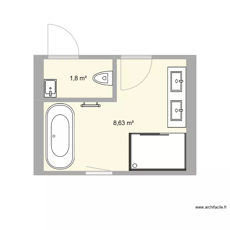 SDB 1 v6. Plan de 2 et 10 m² SDB 1 v6. Plan de 2 et 10 m²