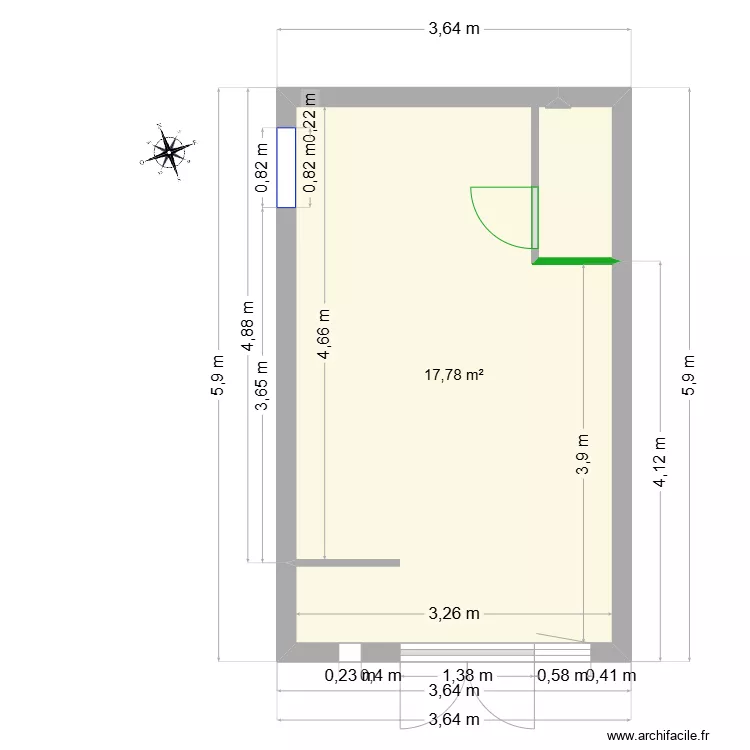 Changement destination garage. Plan de 