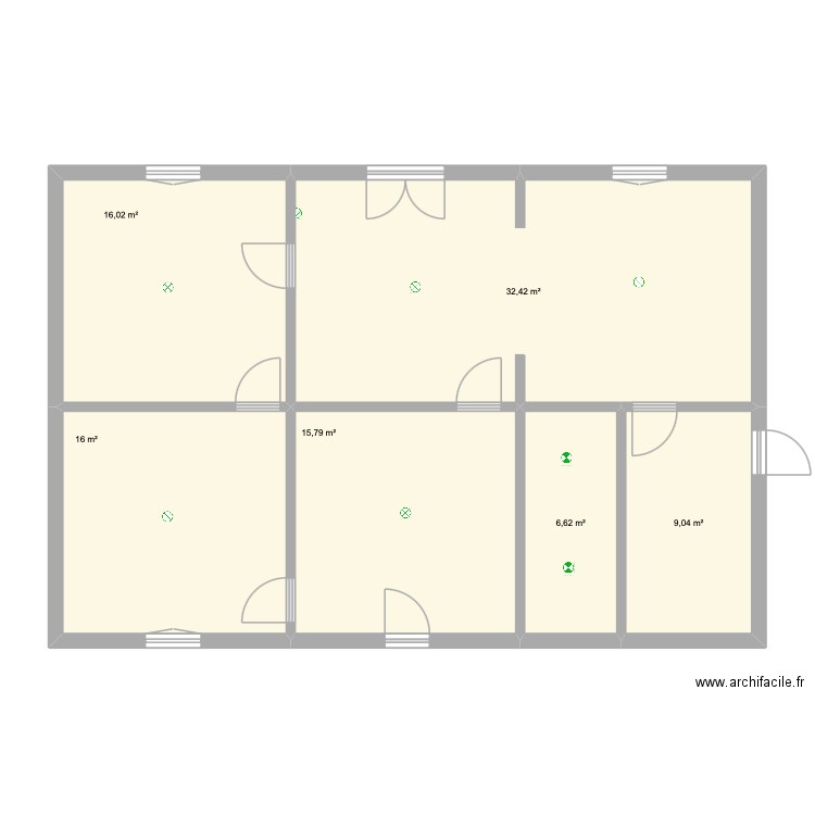 Chris bureau. Plan de 6 pièces et 96 m2
