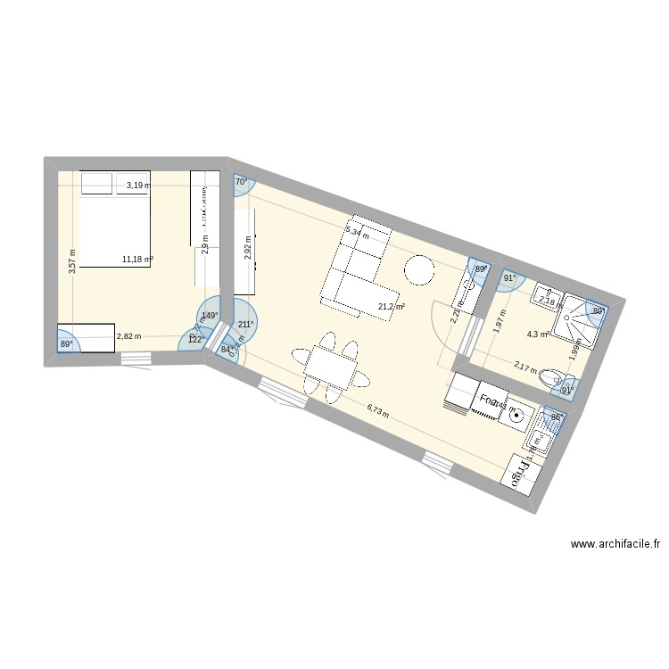 liberte 2. Plan de 3 pièces et 37 m2