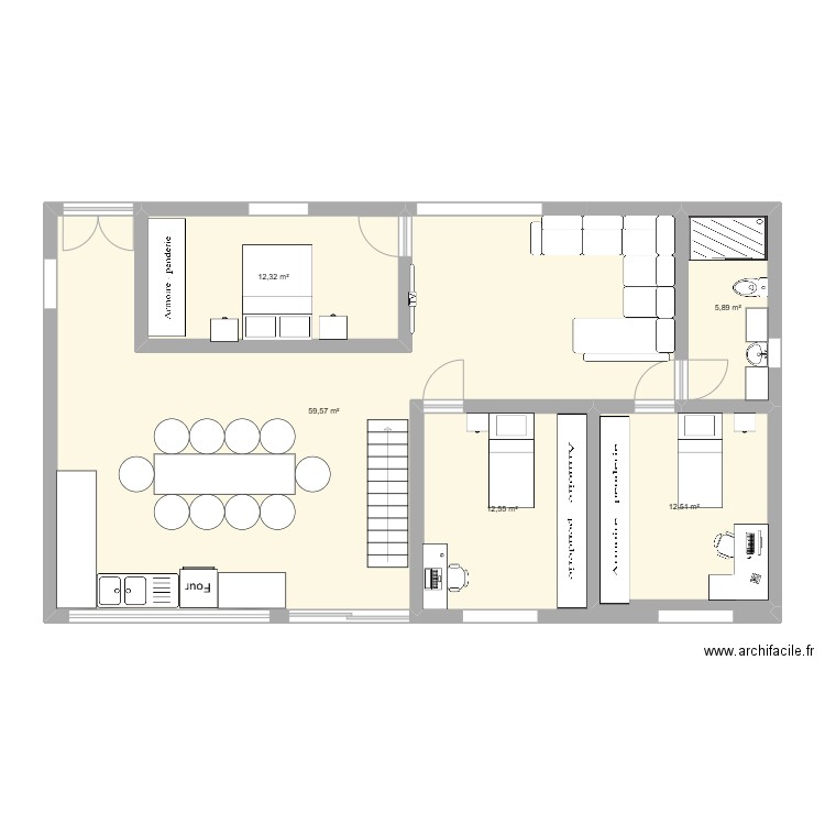 maison. Plan de 5 pièces et 103 m2