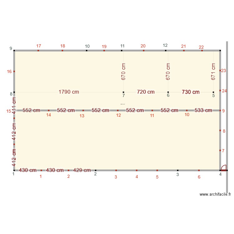 nouvelles semelles  hangar. Plan de 1 pièce et 660 m2