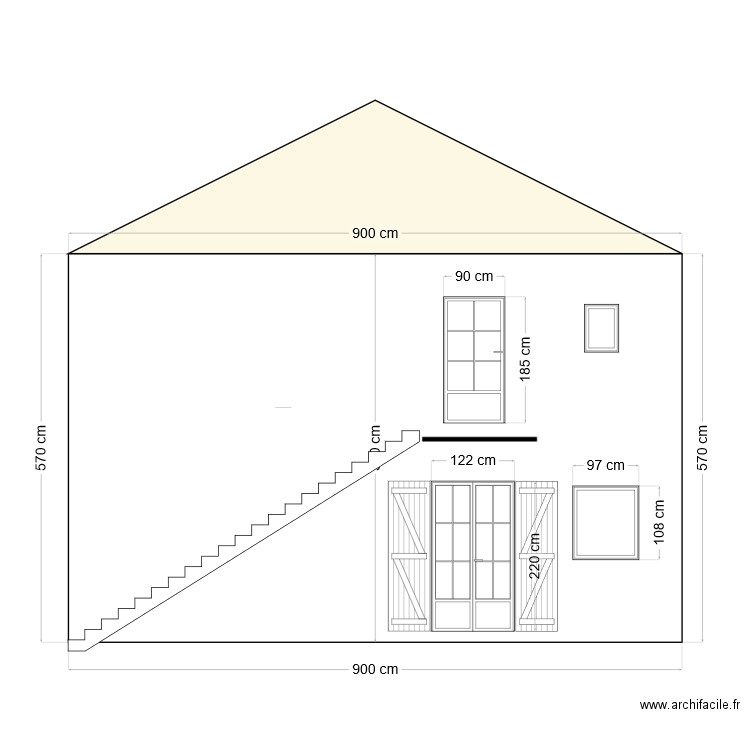 pignon sud après travaux . Plan de 0 pièce et 0 m2