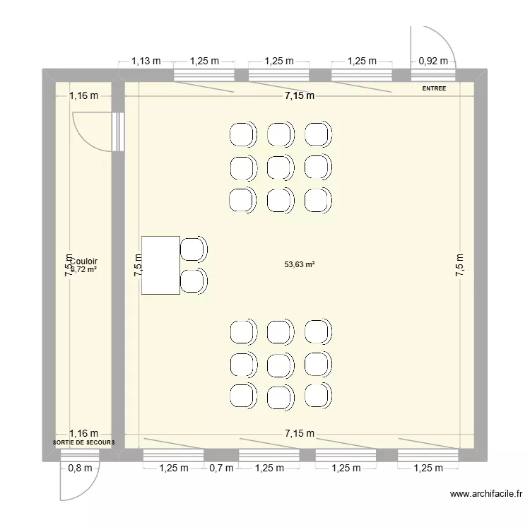 SALLE MOBILE. Plan de 2  et 62 m²