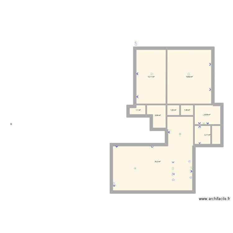 MarieJosé1405D - elec. Plan de 9 pièces et 82 m2