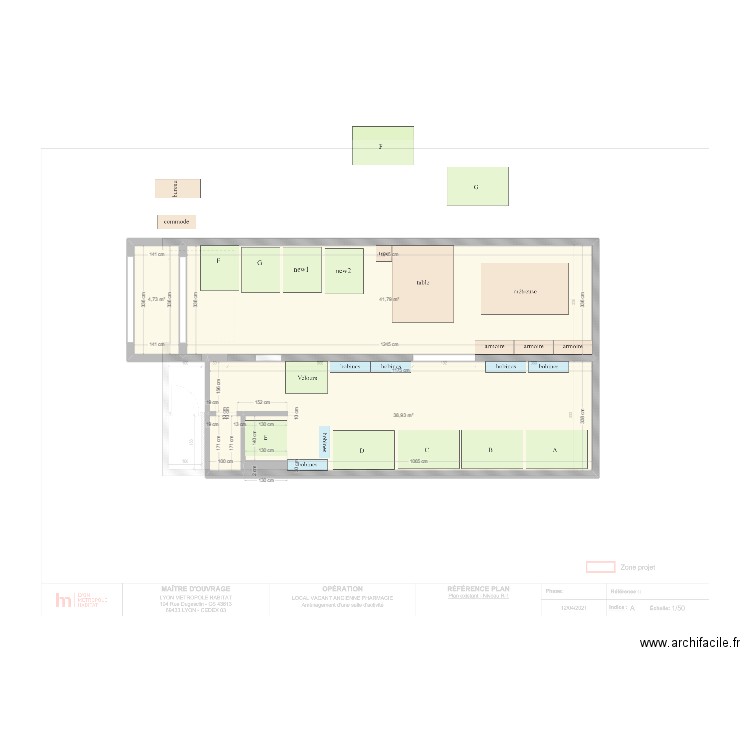 Duchesse. Plan de 3 pièces et 85 m2