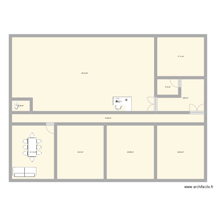 Projet cabinet 4 personnes kiné. Plan de 10 pièces et 234 m2