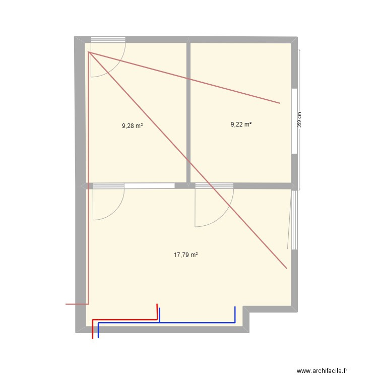 Ancien magasin Christophe plomberie. Plan de 3 pièces et 36 m2