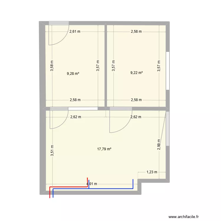 Ancien magasin Christophe plomberie. Plan de 3  et 36 m²