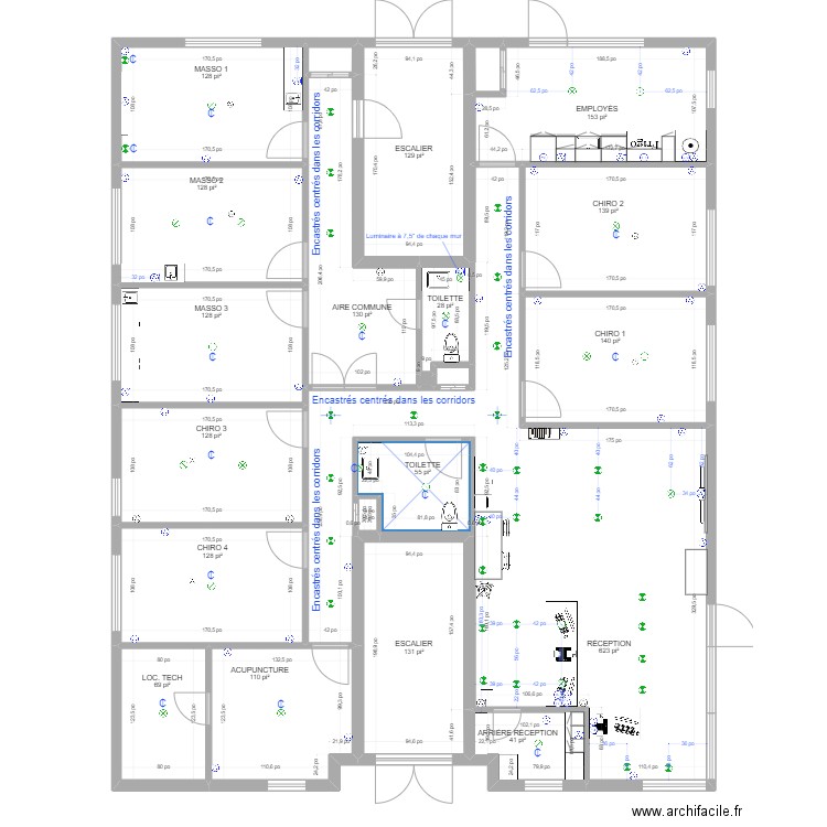 Clinique ÉLECTRICITÉ 5 mars 2023. Plan de 22 pièces et 224 m2