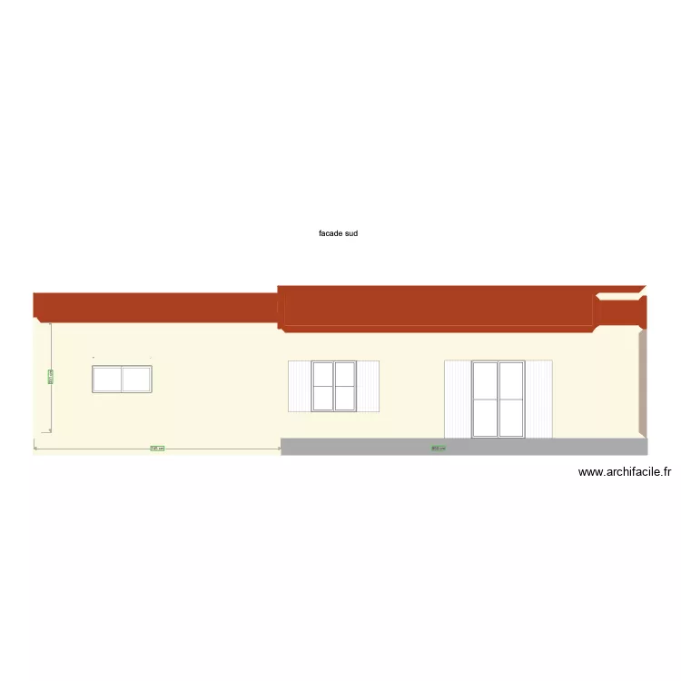 facade sud. Plan de facade sud. Plan de