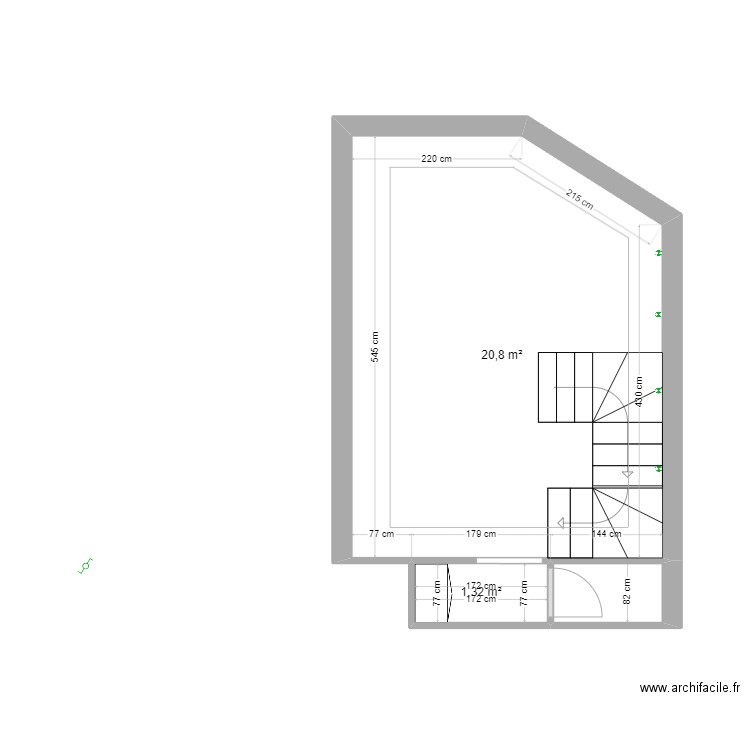 Local Marceau - Calepinage Sol. Plan de 3 pièces et 23 m2