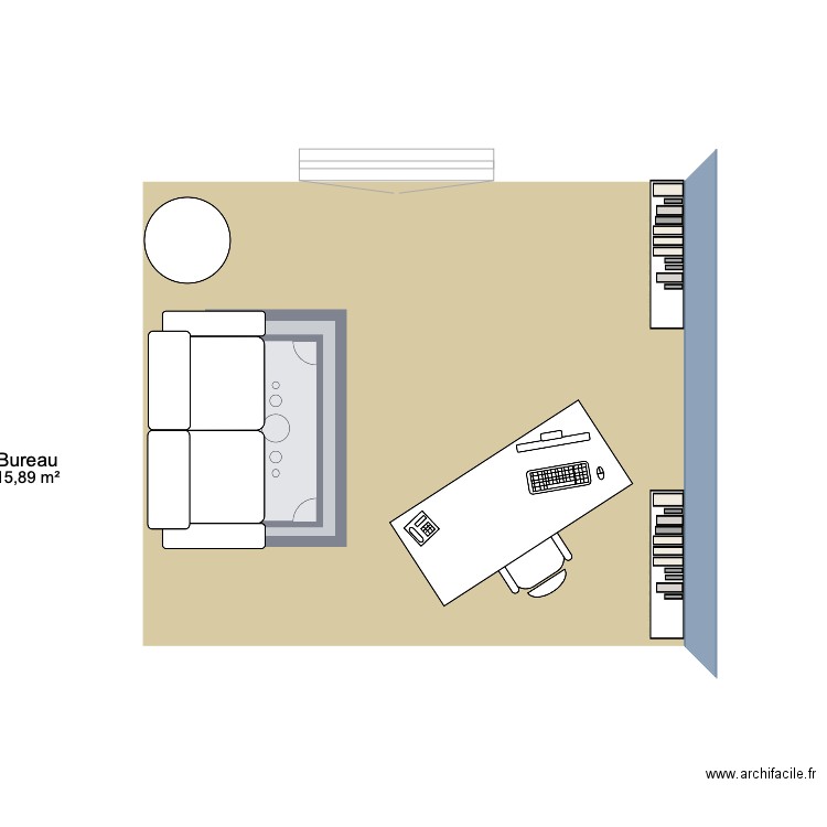 Bureau. Plan de 1 pièce et 16 m2