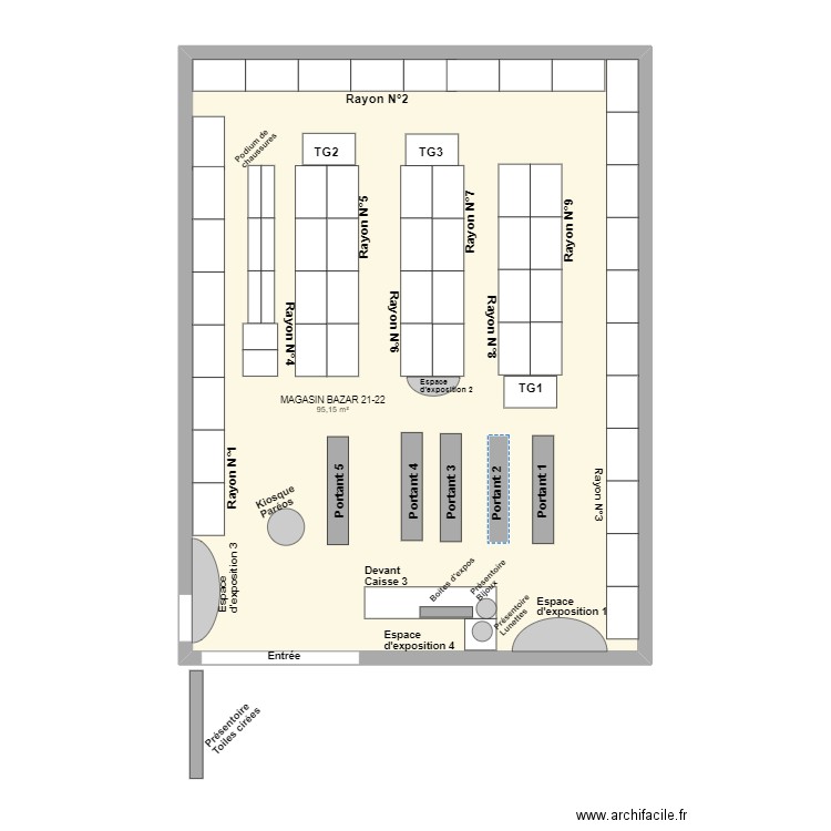 MAGASIN BAZAR 21-22. Plan de 1 pièce et 95 m2