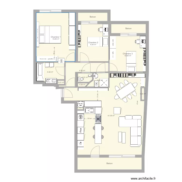 Appart option 2 cuisine . Plan de 