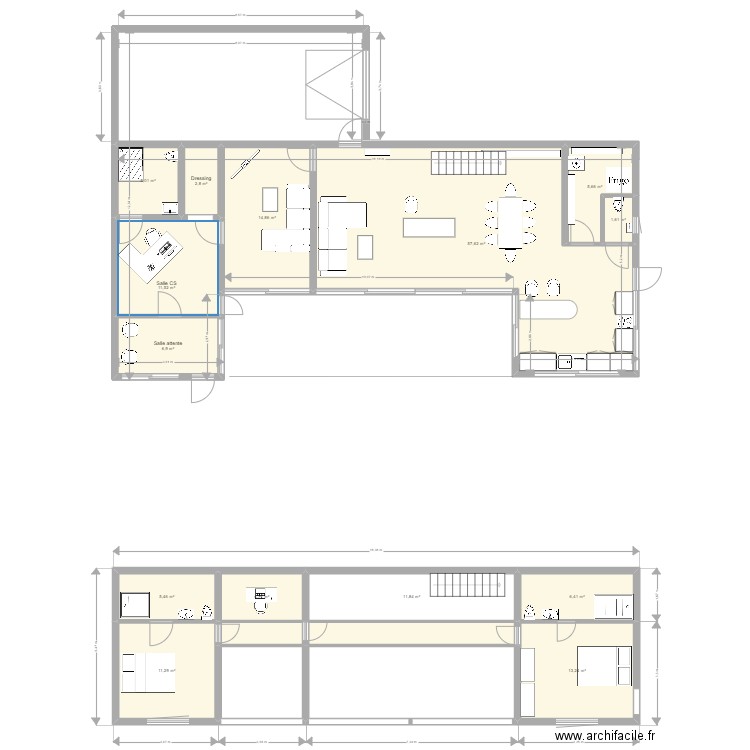 Plan Paistel. Plan de 18 pièces et 192 m2