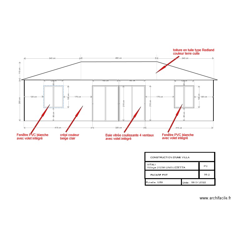 fred facade est. Plan de 0 pièce et 0 m2