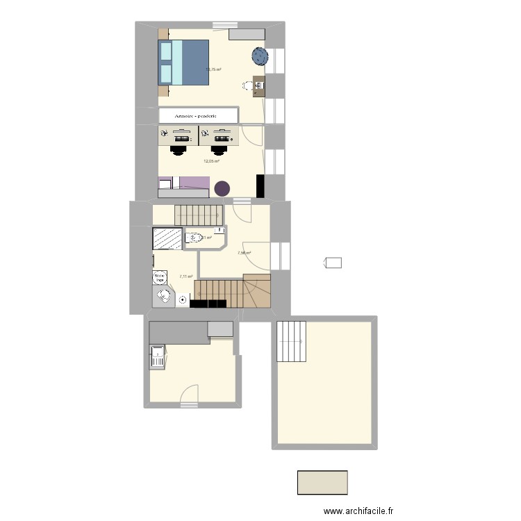 test ponch. Plan de 13 pièces et 161 m2