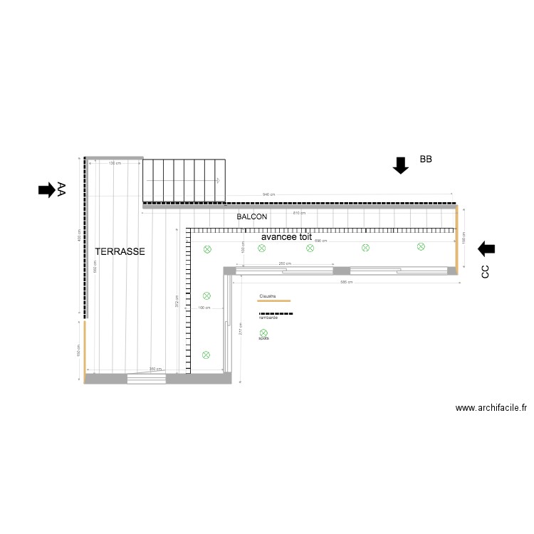 plan terrasse extension visintin . Plan de 0 pièce et 0 m2