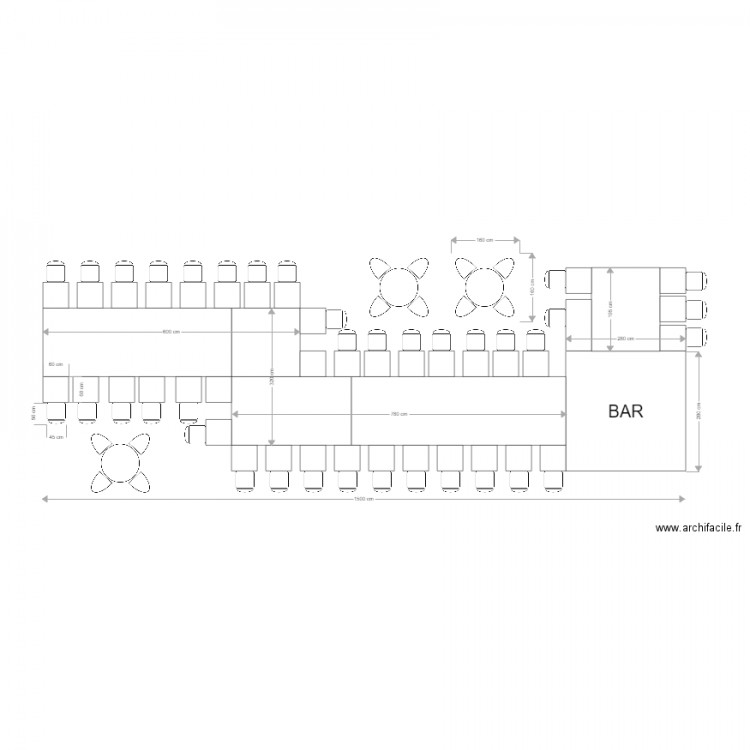 bar and double bench . Plan de 0 pièce et 0 m2