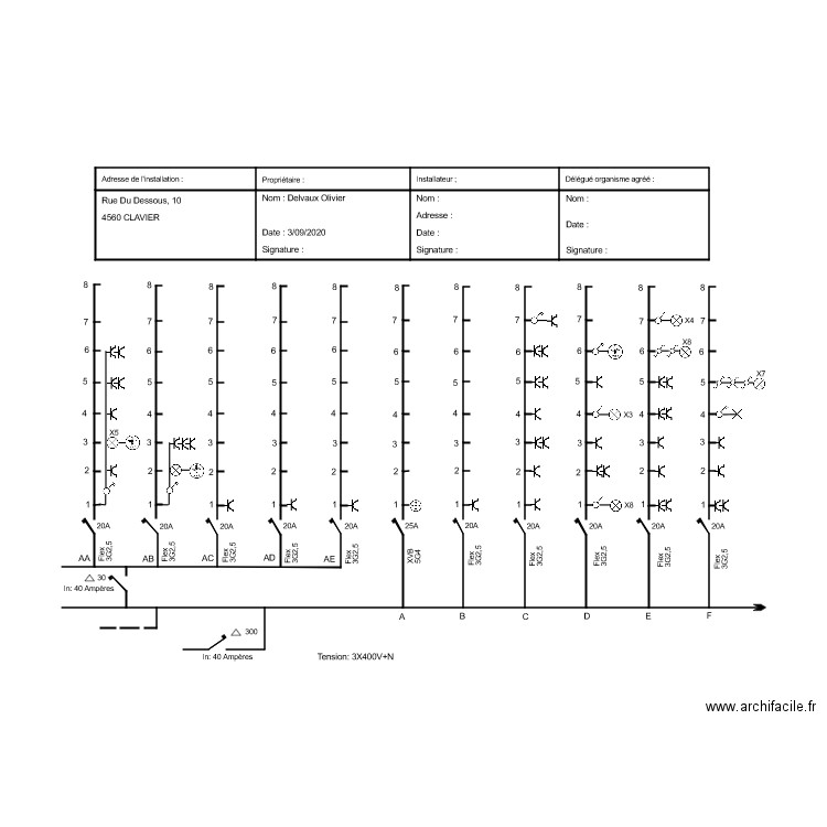 Schéma unifilaire 1 Olivier Delvaux. Plan de 0 pièce et 0 m2