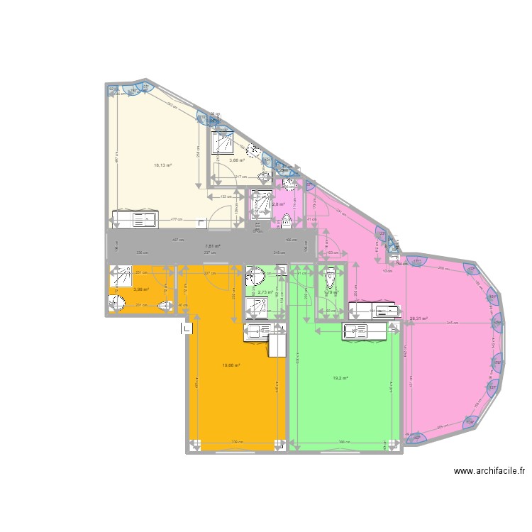 CONDORCETDEF092022. Plan de 13 pièces et 108 m2