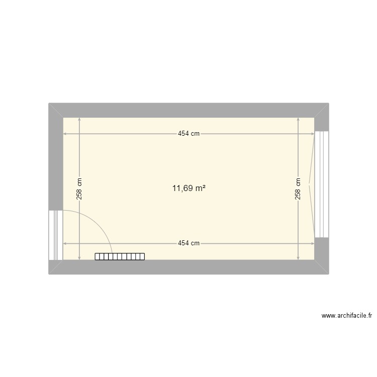 bureau (ch1). Plan de 1 pièce et 12 m2