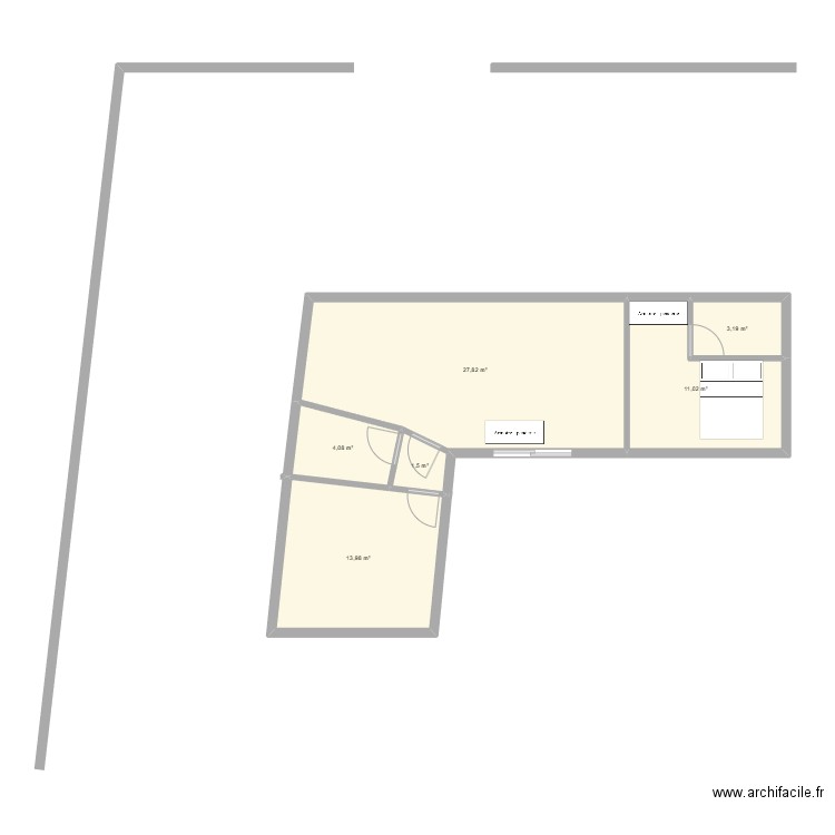 Massingy studio. Plan de 6 pièces et 62 m2