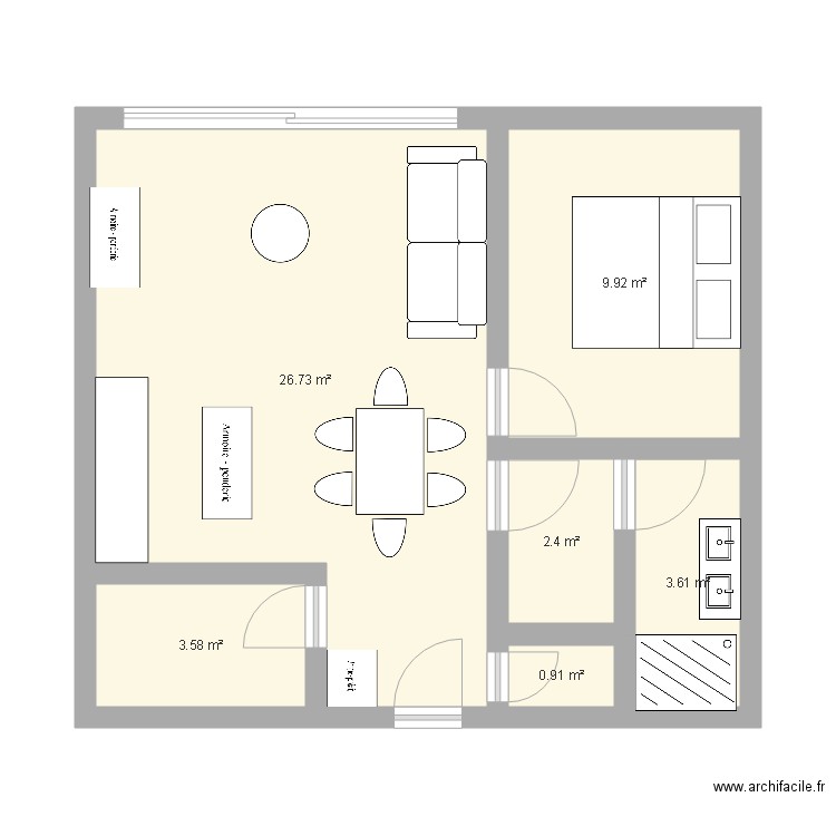 45m2. Plan de 0 pièce et 0 m2