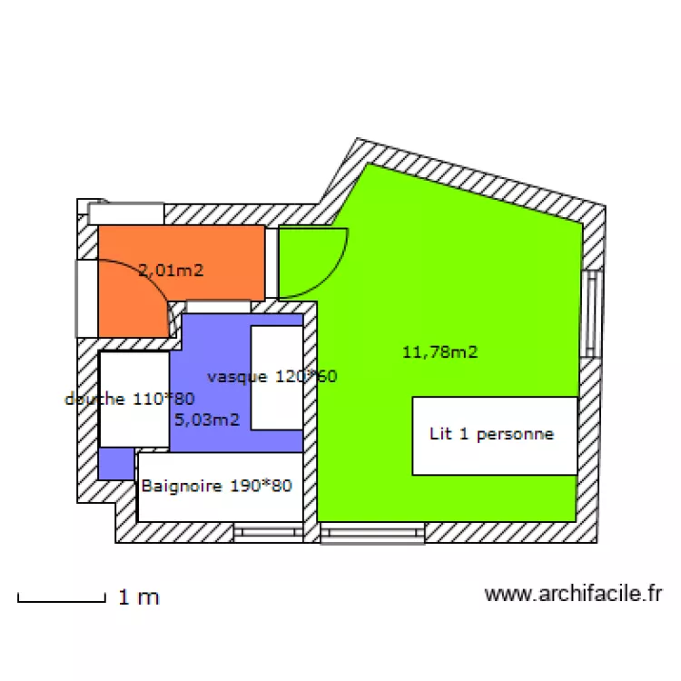 sdb Chambre v7. Plan de 