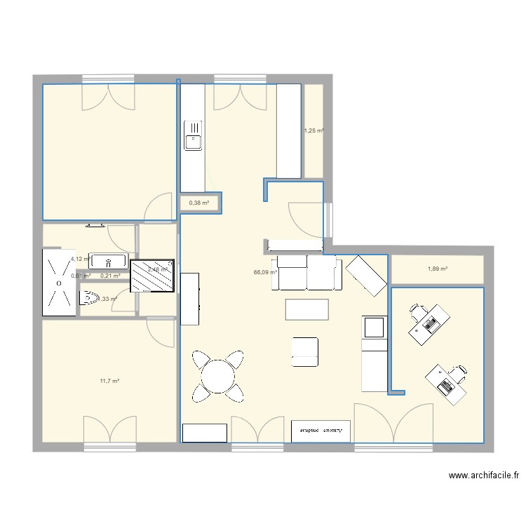 t4fino. Plan de 10 pièces et 89 m2