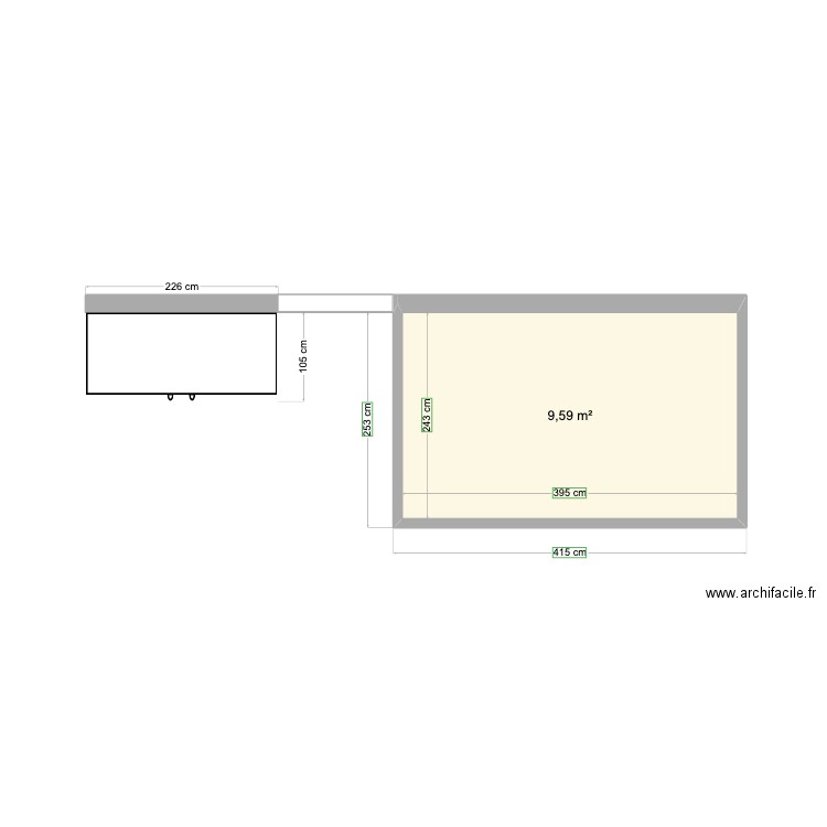 HILY Cabanon. Plan de 1 pièce et 10 m2