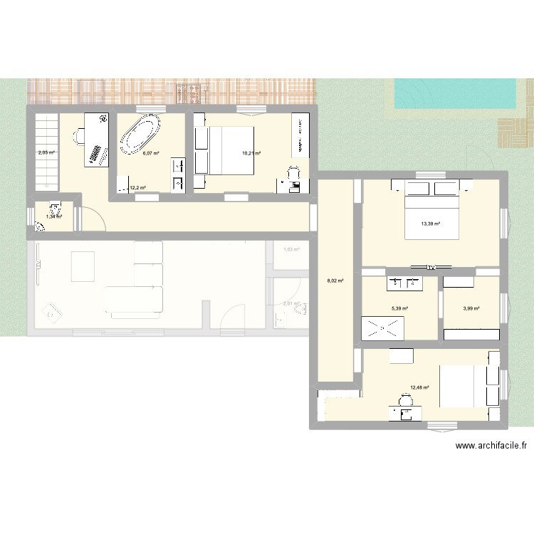 Maison 1. Plan de 16 pièces et 184 m2