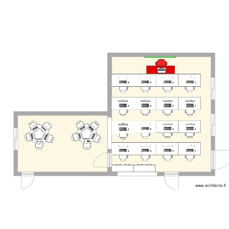 salle Info. Plan de 2 pièces et 65 m2