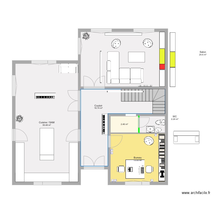 RDC Bureau. Plan de 0 pièce et 0 m2