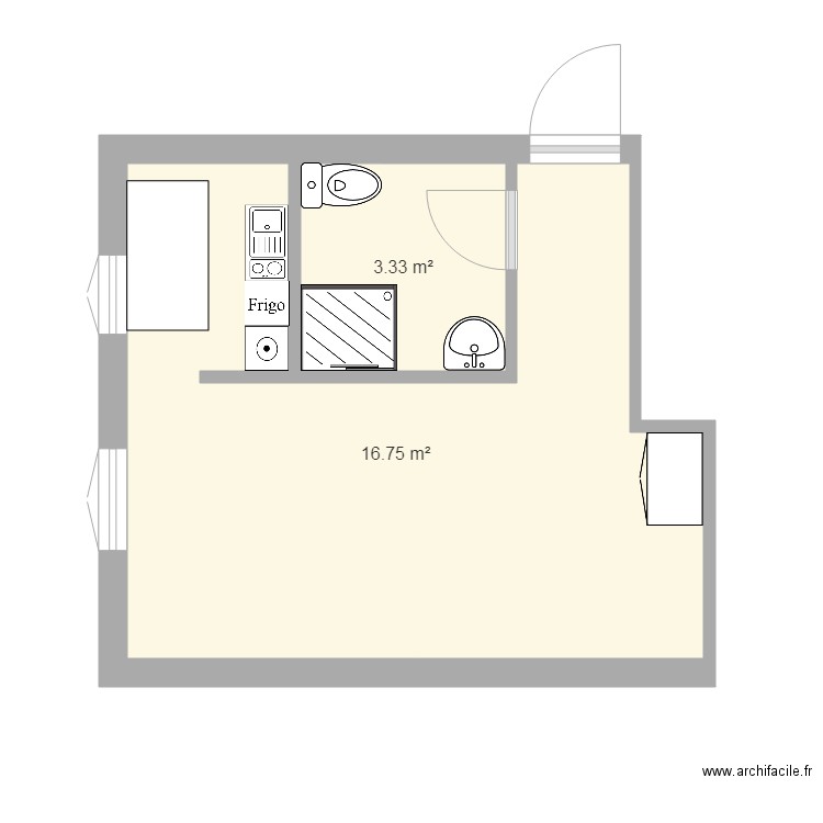 studio. Plan de 0 pièce et 0 m2