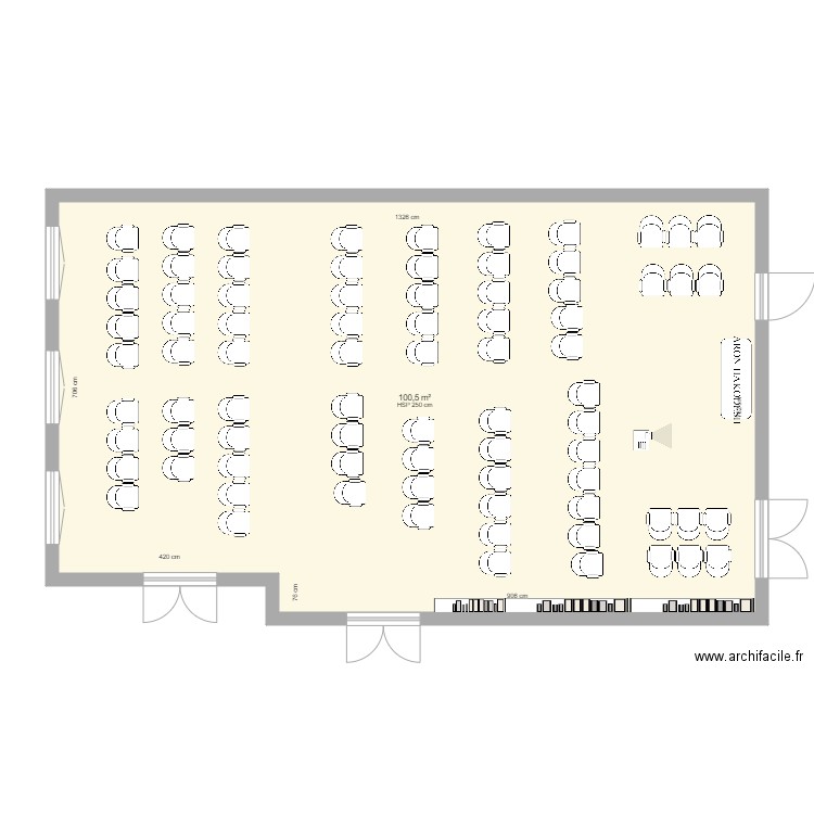 plan disposition conference. Plan de 1 pièce et 101 m2