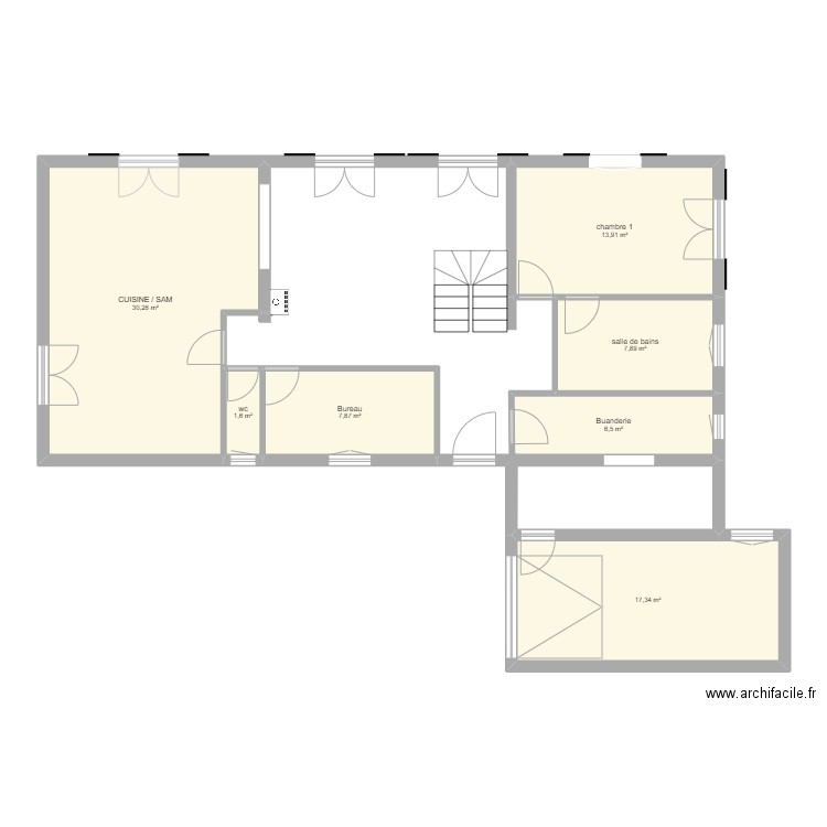 BOUCHEMAINE 1. Plan de 7 pièces et 85 m2