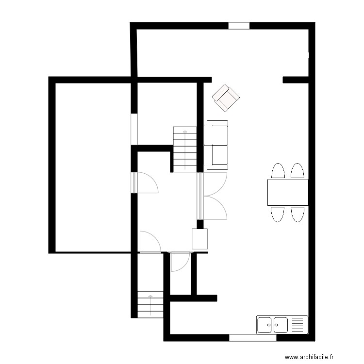 Sage Rdc. Plan de 3 pièces et 89 m2