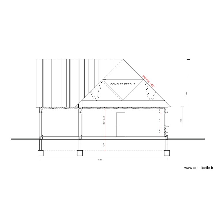 Coupe. Plan de 0 pièce et 0 m2