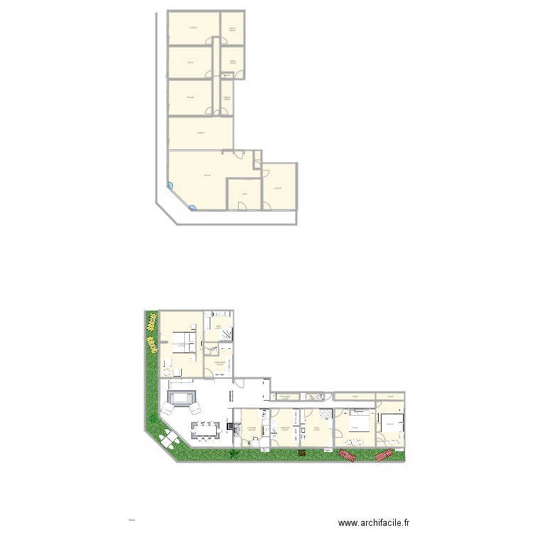 les sables3. Plan de 26 pièces et 210 m2