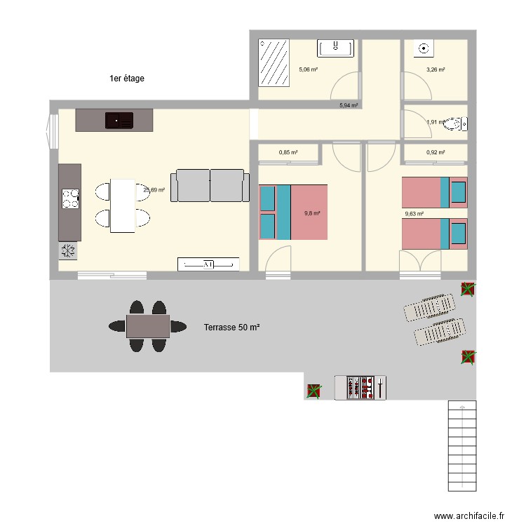 11G2719. Plan de 9 pièces et 63 m2