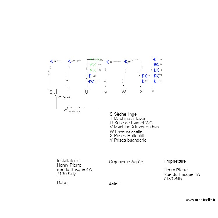 Schémas unifilaire 30 mA Juin . Plan de 0 pièce et 0 m2