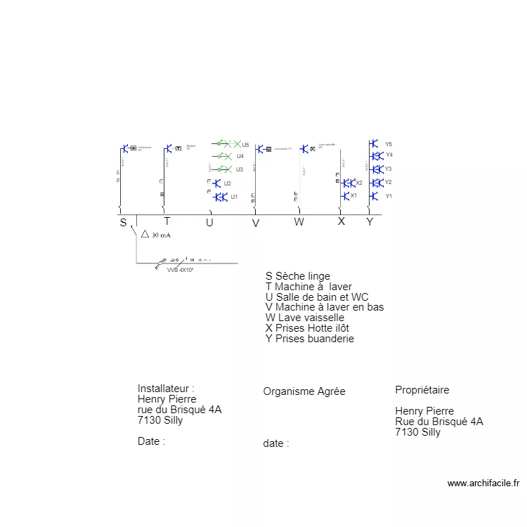 Sch&eacute;mas unifilaire 30 mA Juin . Plan de 