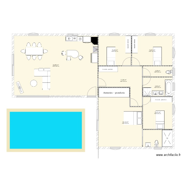 parisi louigi AVEC AMENAGEMENT. Plan de 8 pièces et 137 m2