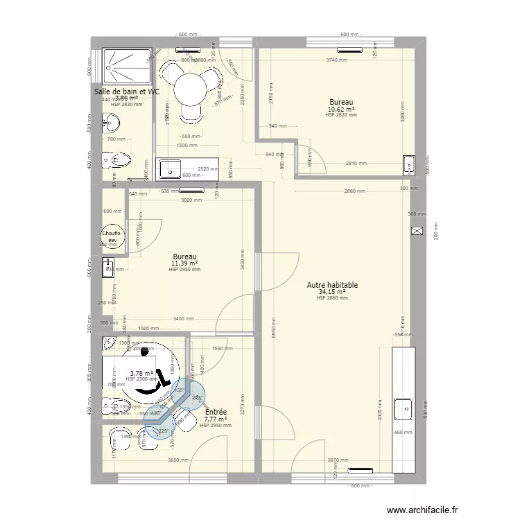 Cabinet PEZET. Plan de 