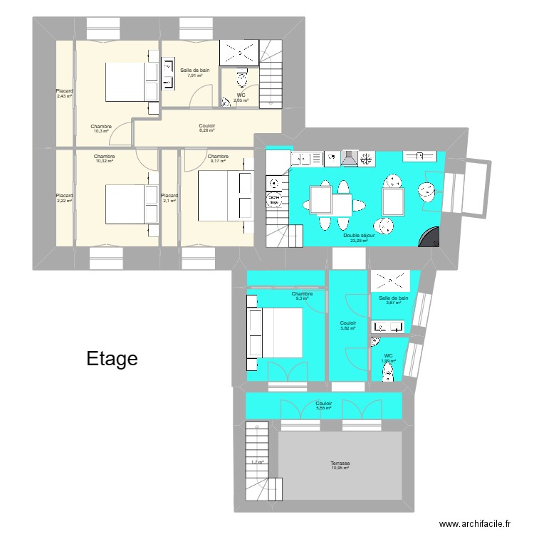 sT JULIEN Etage . Plan de 17 pièces et 115 m2