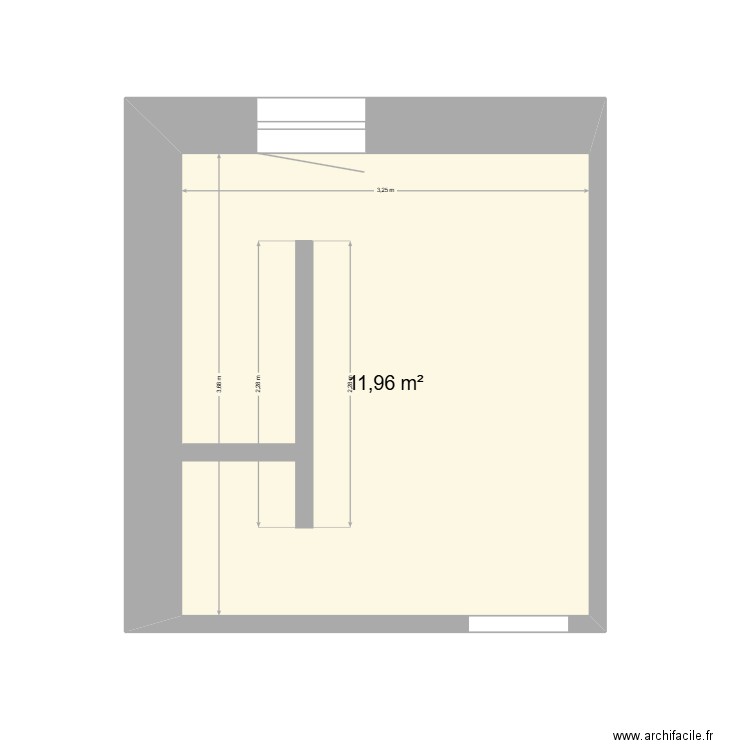 Mer3. Plan de 1 pièce et 12 m2